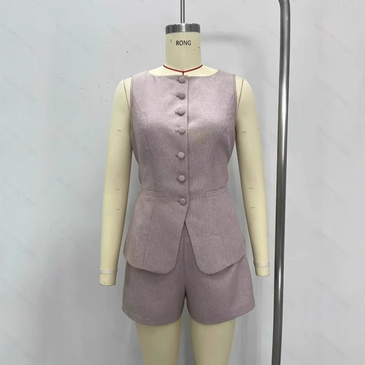 Damen elegantes Overall mit tailliertem Blazer und Shorts W&W Mode