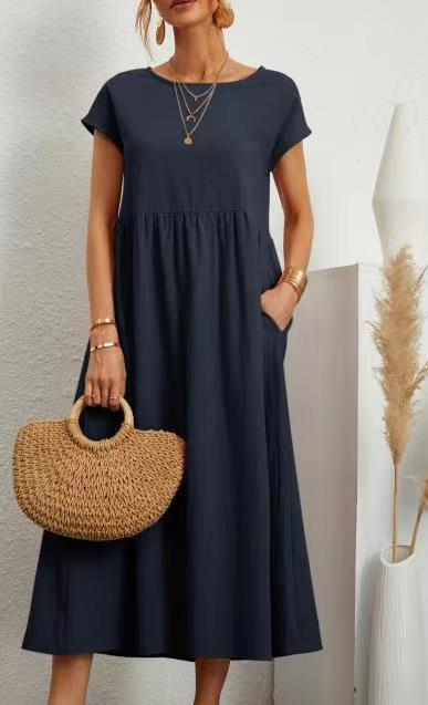 Damen Midikleid mit lässigem Schnitt und seitlichen Taschen W&W Mode