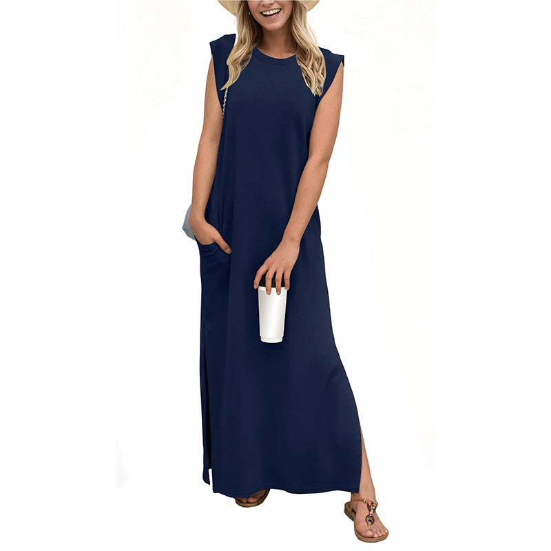 Damen Maxikleid mit lässigem Schnitt und minimalistischen Details W&W Mode