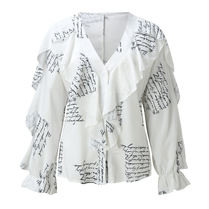 W&W Mode | Chiffon V-Ausschnitt Langarmshirt