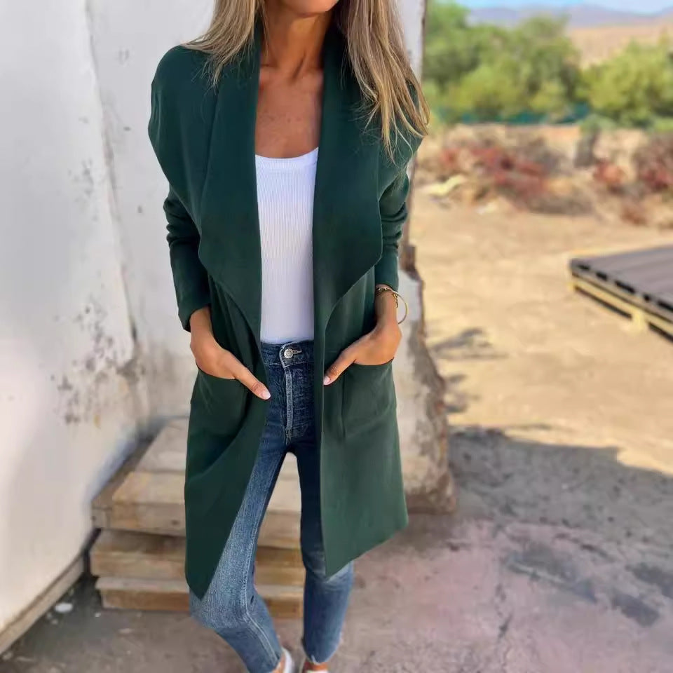 Damen lässige Longjacke mit modernem Schnitt und eleganten Details W&W Mode