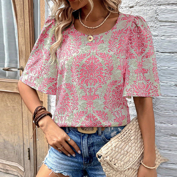 Damen Bluse mit volumetrischen Ärmeln und floralen Mustern W&W Mode