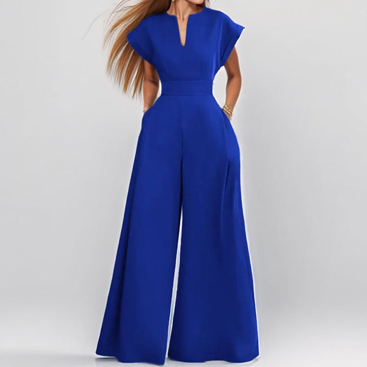 Damen Jumpsuit mit weitem Bein und elegantem Kragen W&W Mode
