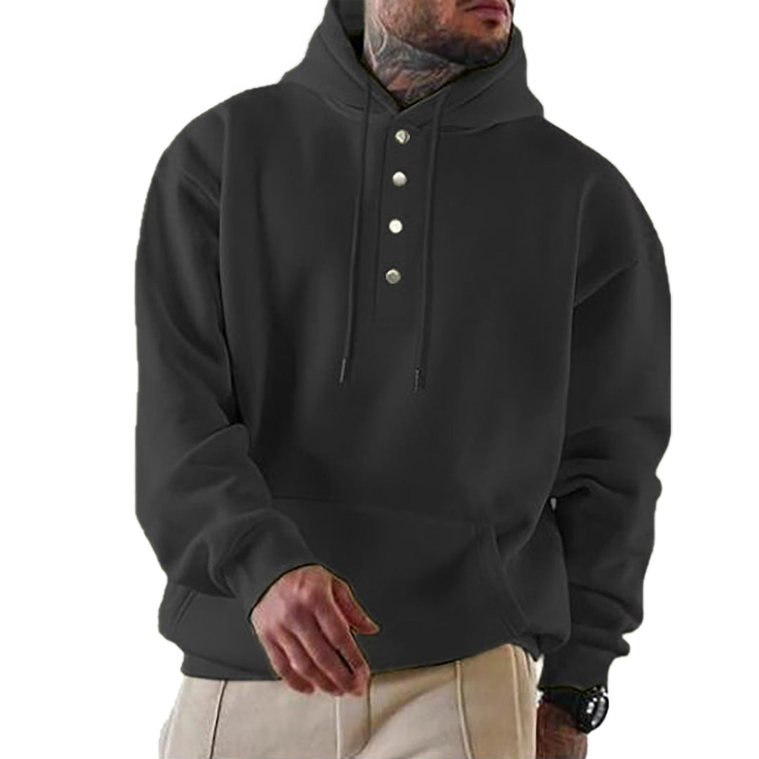 Herren Kapuzenpullover mit Knopfleiste und XXL-Passform W&W Mode