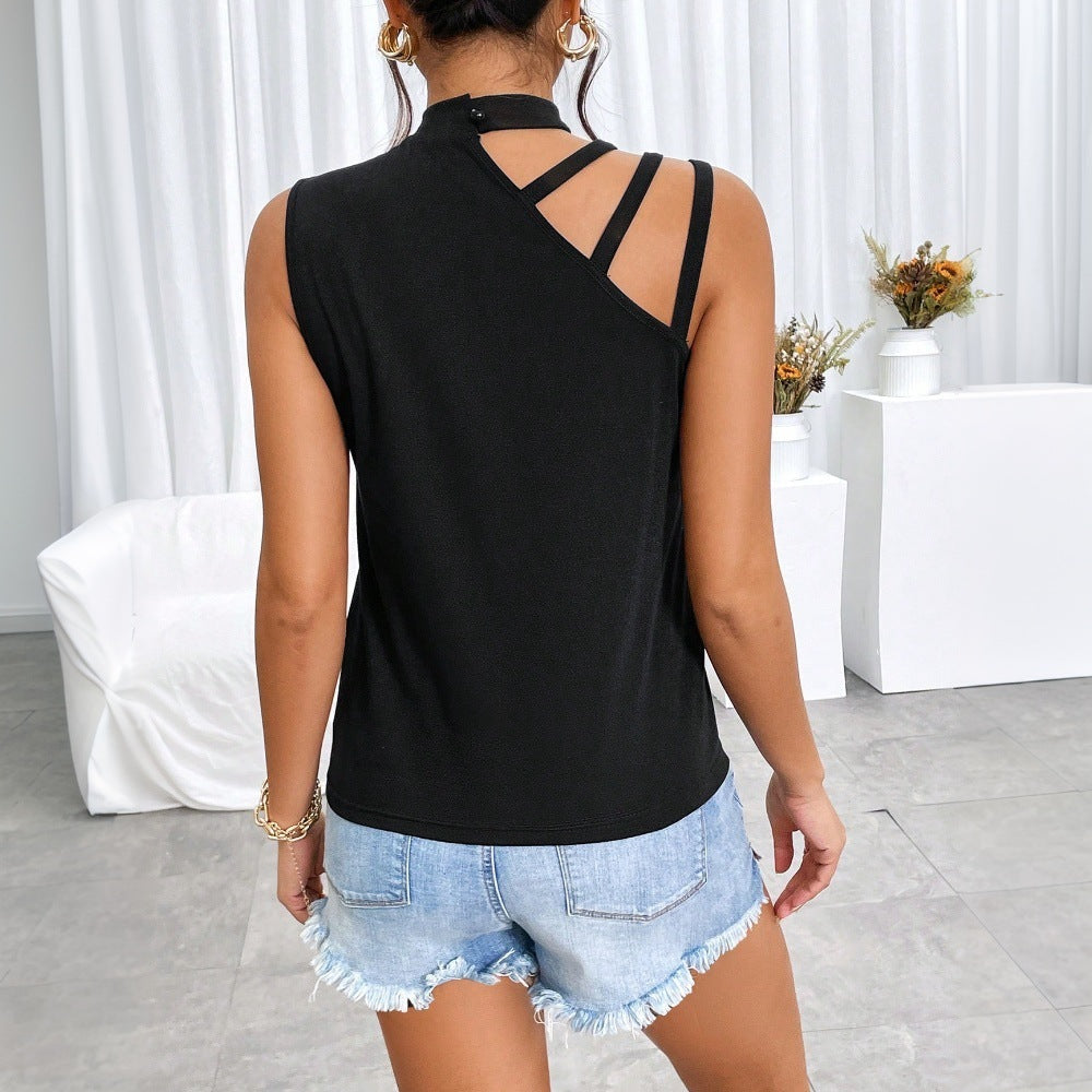 Damen ärmelloses Oberteil mit kreativem Cut-Out-Design W&W Mode