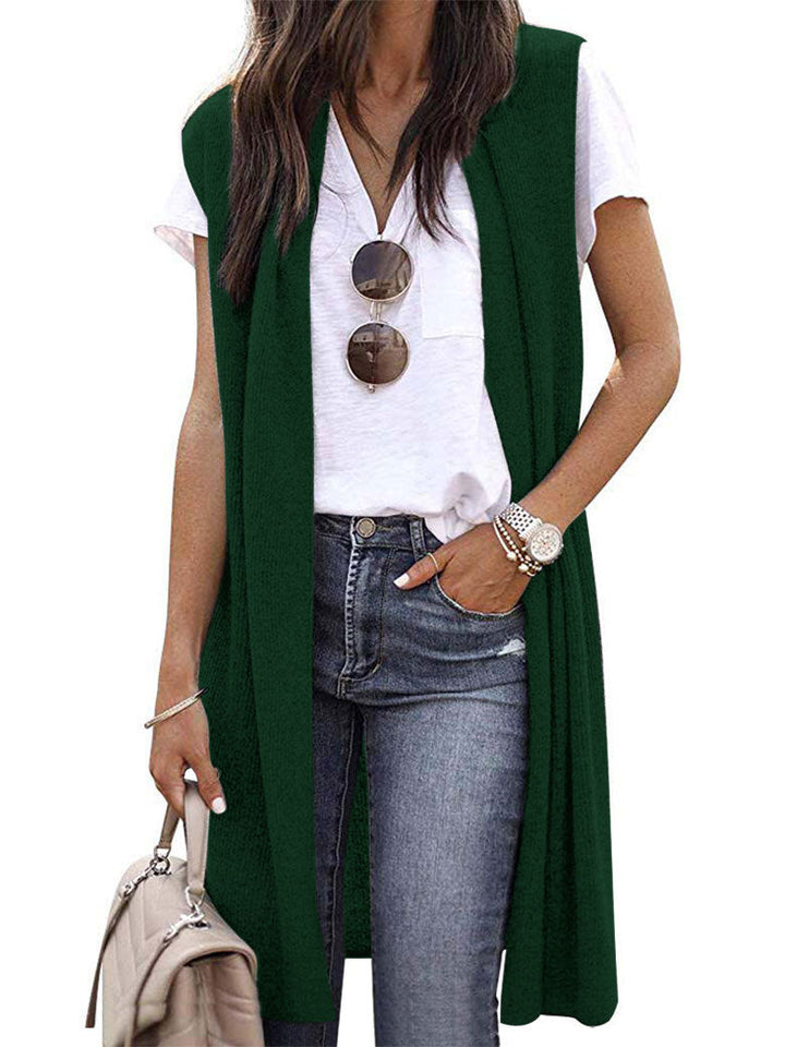 Damen offene Strickjacke mit lässigem Schnitt und langen Seitenpartien W&W Mode