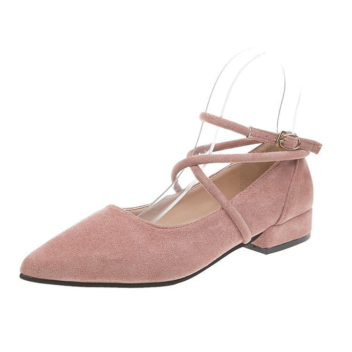 Damen elegante Ballerinas mit klassischem Riemchen-Design und komfortablem Blockabsatz W&W Mode