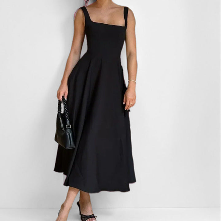 Damen Maxikleid mit elegantem Quadrat-Ausschnitt und schwingendem Rock W&W Mode