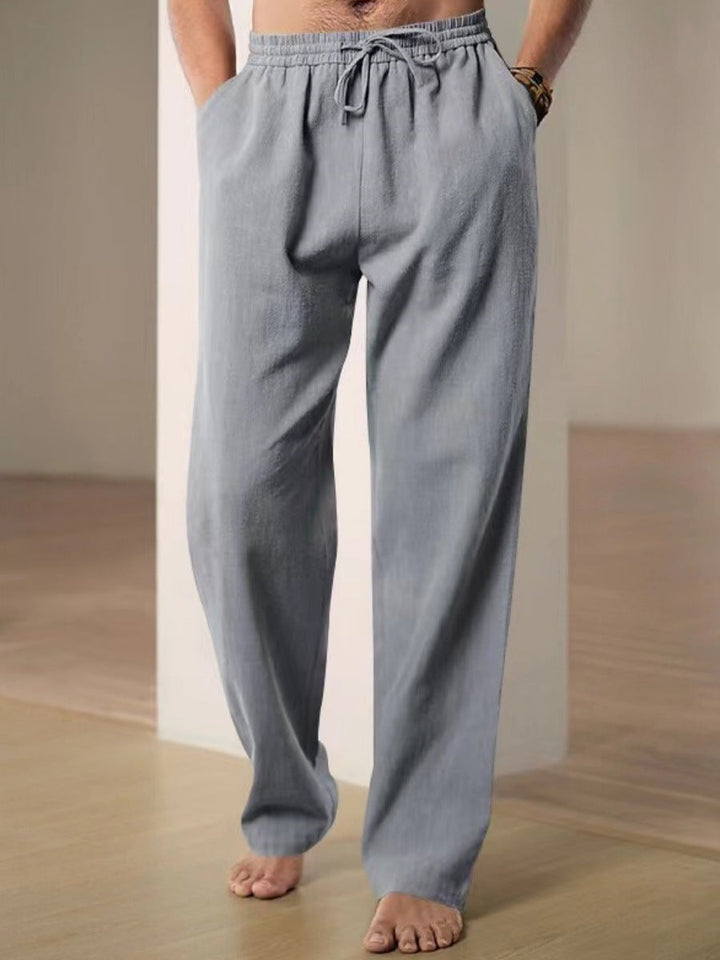 Herren Bequeme Leinenhose mit verstellbarem Bund W&W Mode