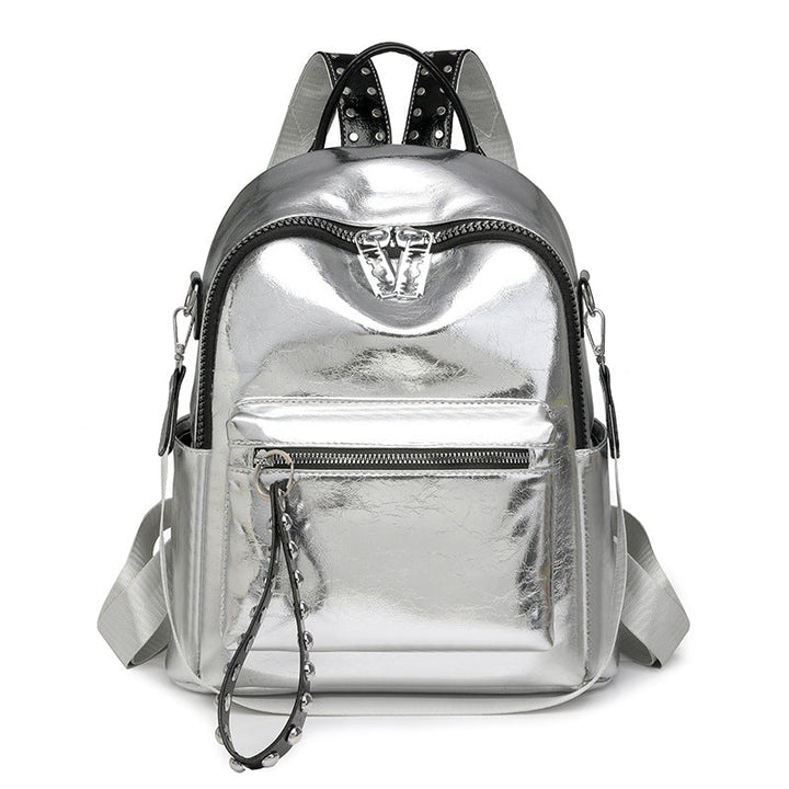 W&W Mode | Rucksack - Silber - Hochwertiges Leder mit Polyester-Futter
