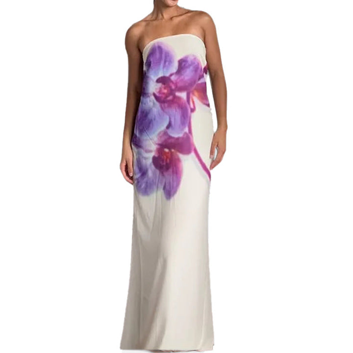 Damen Strapless Maxikleid mit floralem Druck und figurbetontem Schnitt W&W Mode