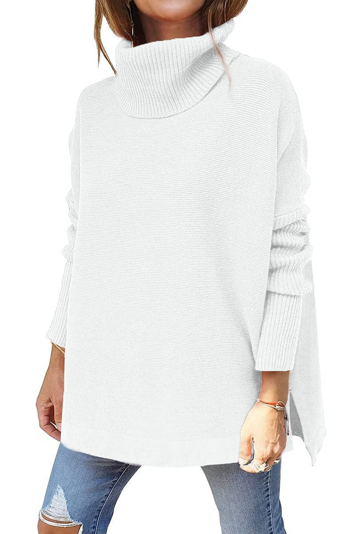 Damen Großer Rollkragenpullover mit strukturiertem Strickmuster und lässigem Schnitt W&W Mode