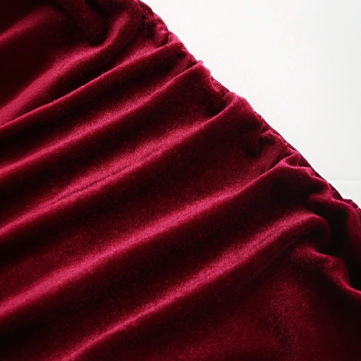 Damen Elegantes Samt-Maxi-Kleid mit figurbetontem Schnitt und raffinierten Raffungseffekten W&W Mode