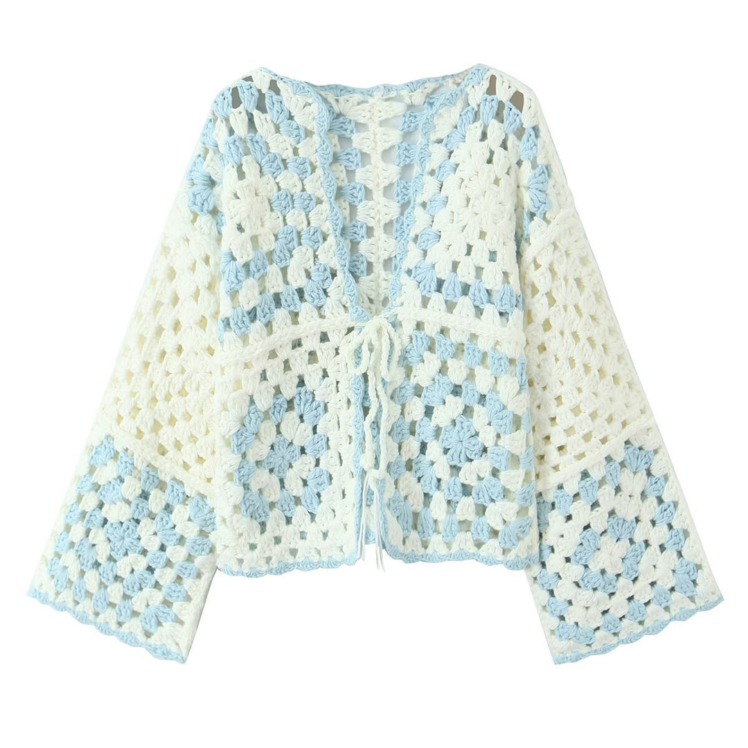 Damen Häkeljacke mit traditionellen Motiven und lässigem Schnitt W&W Mode
