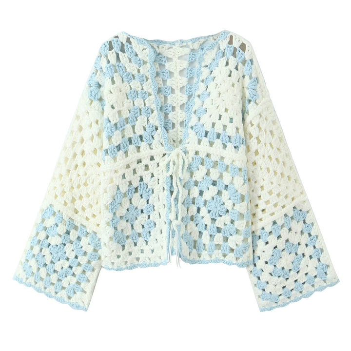 Damen Häkeljacke mit traditionellen Motiven und lässigem Schnitt W&W Mode