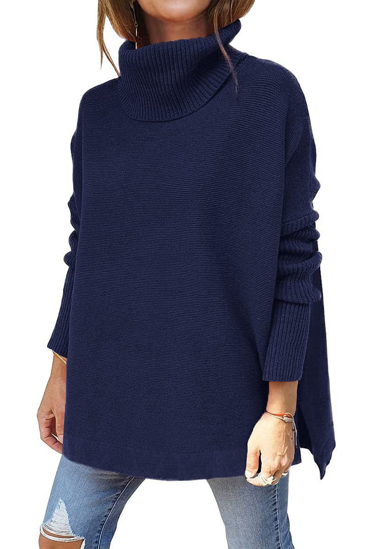 Damen Großer Rollkragenpullover mit strukturiertem Strickmuster und lässigem Schnitt W&W Mode