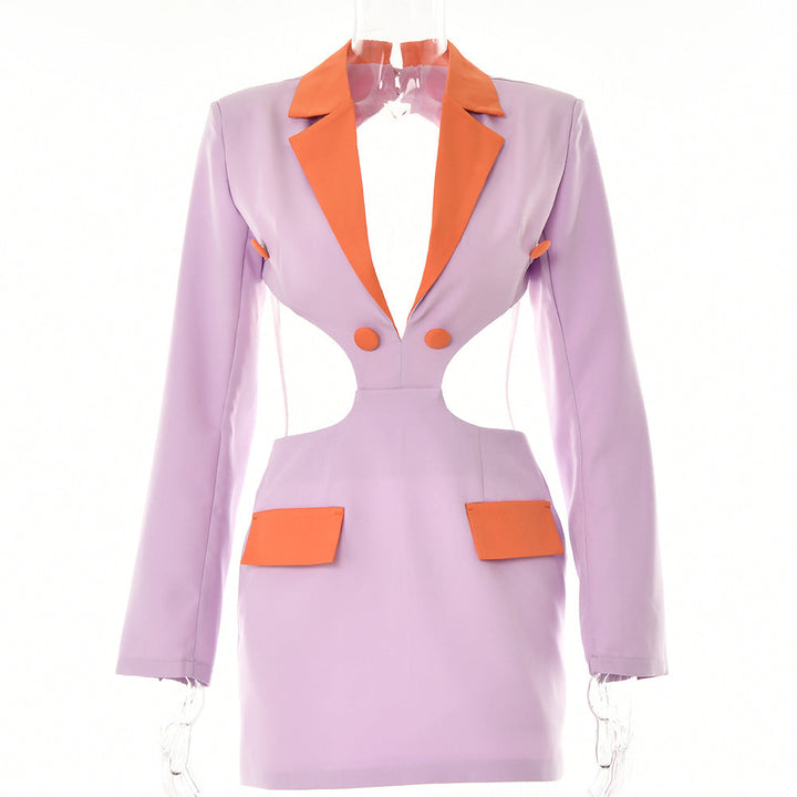 Damen Blazer-Kleid mit aufregendem Cut-Out-Design und kontrastierenden Details W&W Mode