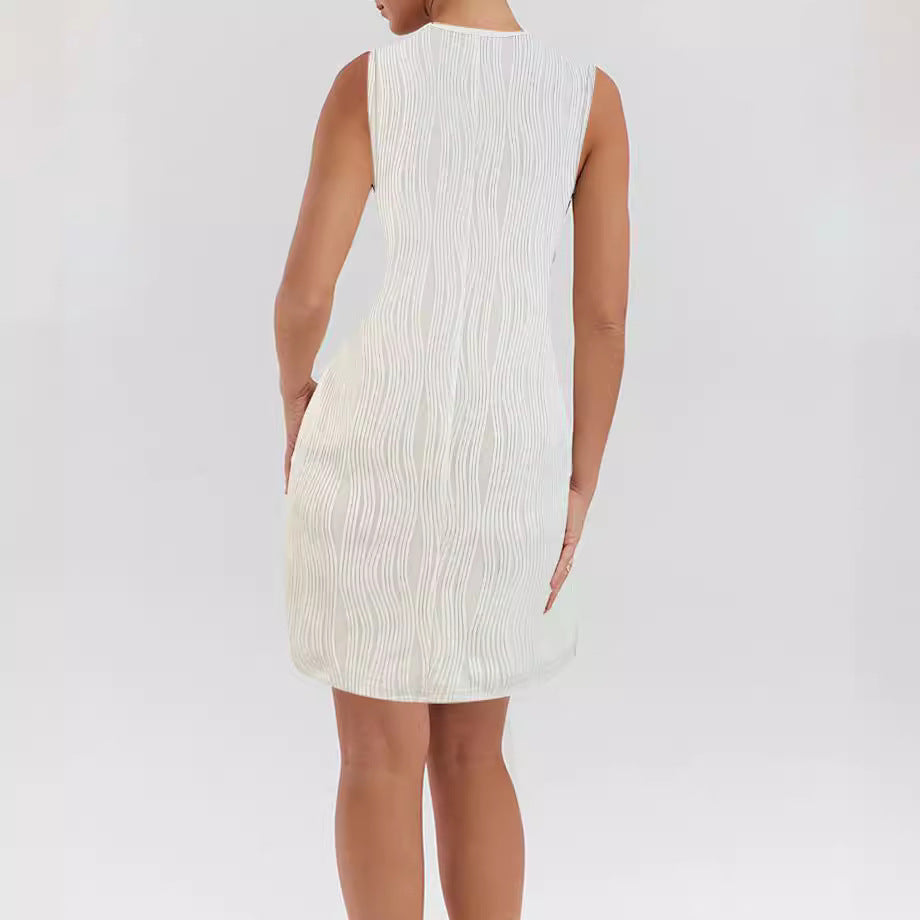 Damen Wellenstruktur Kleid W&W Mode