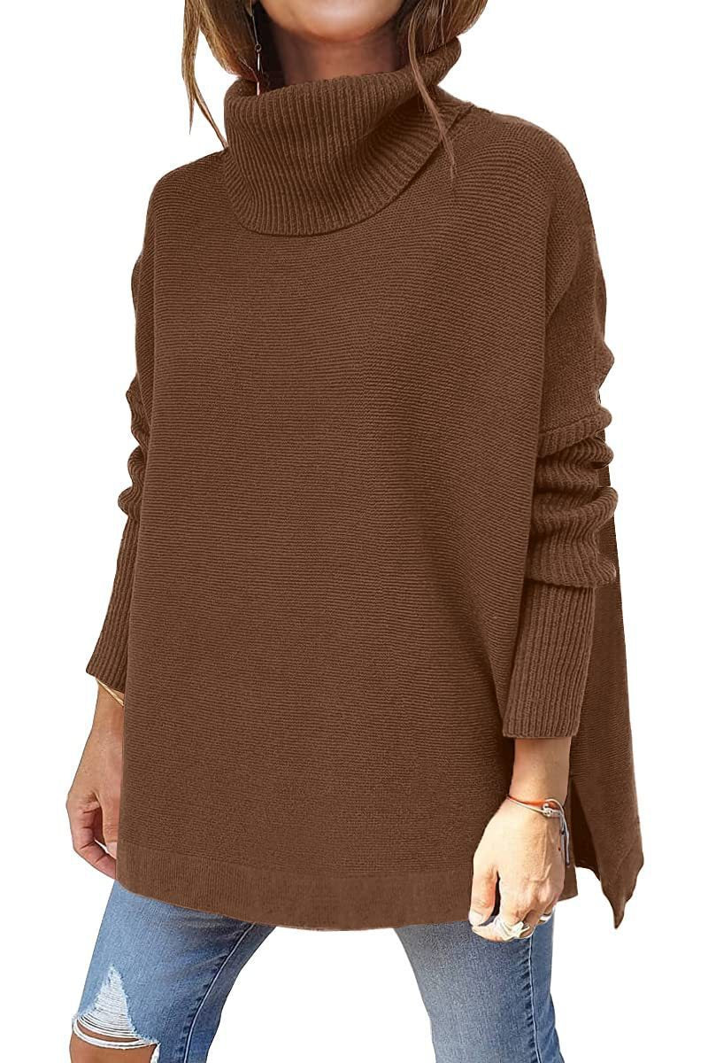 Damen oversize Rollkragenpullover mit strukturiertem Strickdesign W&W Mode
