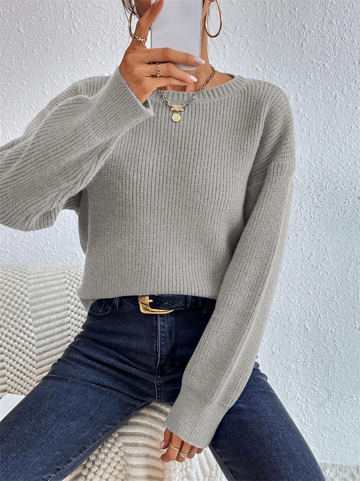 Damen lässiger Strickpullover mit lockerer Passform und eleganten Rippdetails W&W Mode