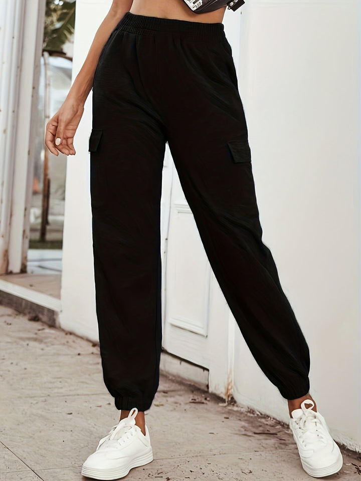 Damen Cargo-Hose mit elastischem Bund und praktischen Seitentaschen W&W Mode
