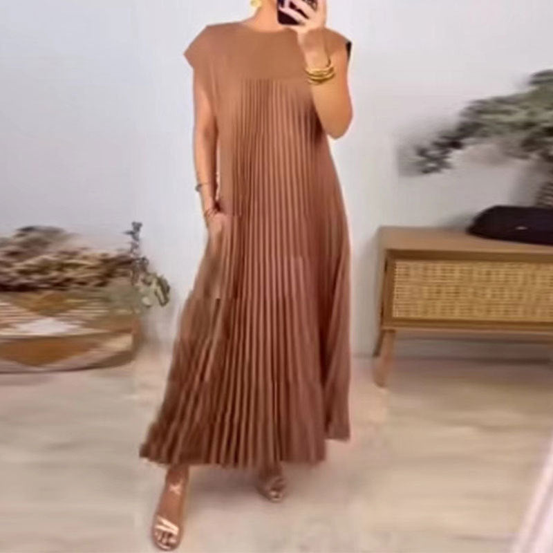 Damen Plissiertes Maxikleid mit elegantem Schnitt und dekorativen Details W&W Mode