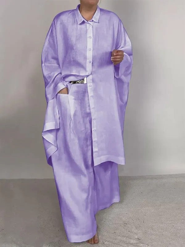 Damen Zweiteiler mit weiter Hose und Taschen