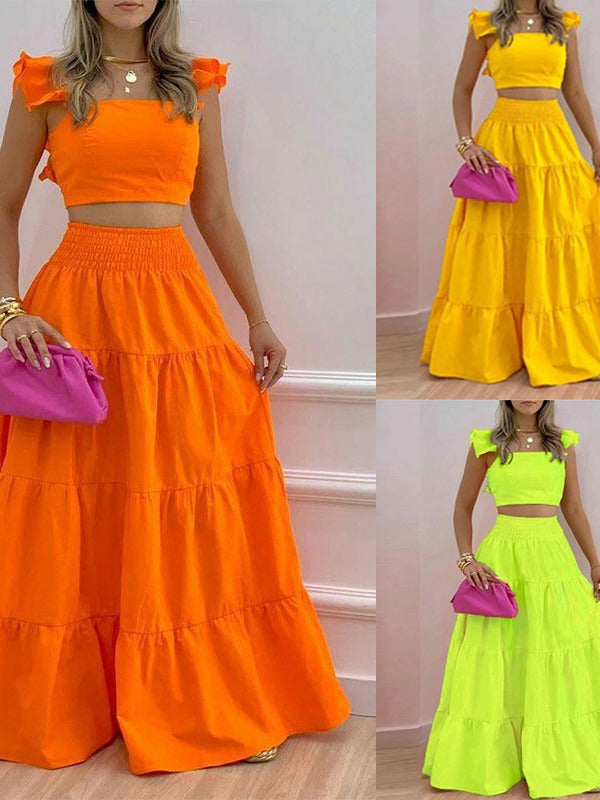 Damen Zweiteiliges Sommer-Outfit mit Volants W&W Mode