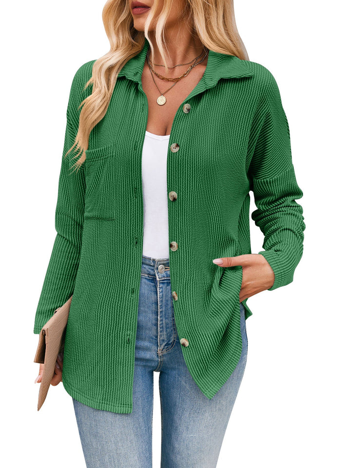 Damen lässige Strickjacke mit Knopfleiste W&W Mode
