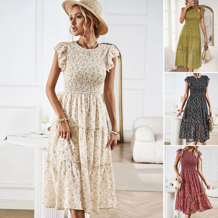 Damen Midikleid mit floralem Design und schmeichelndem Rüschensaum W&W Mode