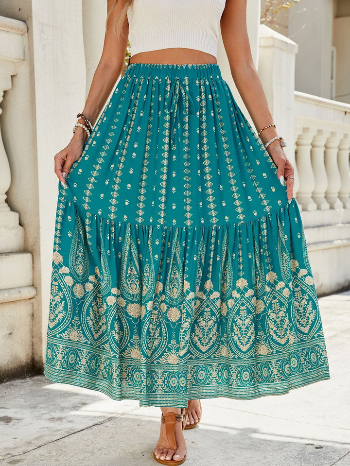 Damen weite Boho-Rock mit verzierten Volants W&W Mode