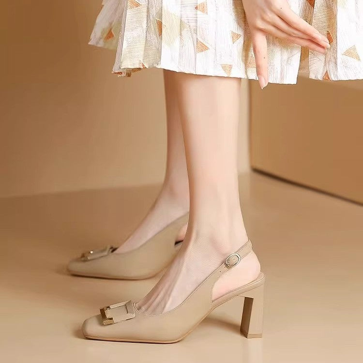 W&W Mode | Elegante Damen Sling Back Schuhe Moderne Büro High Heels