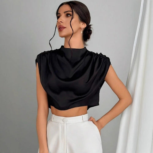 W&W Mode | Satin Faux Seide Kurzhemd Top
