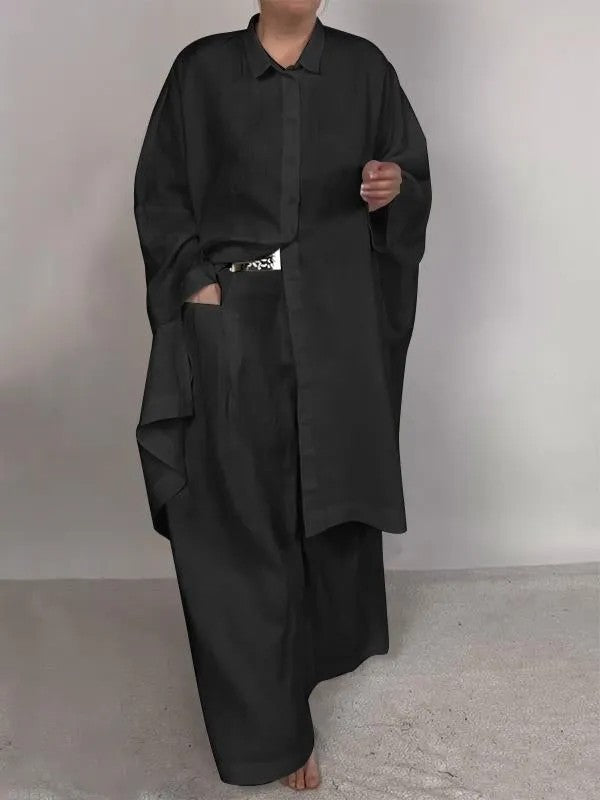 Damen Zweiteiler mit weiter Hose und Taschen