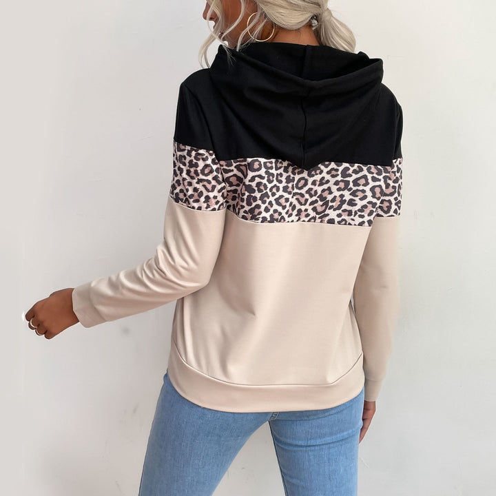 Damen Kapuzenpullover mit modischem Leoparden-Muster und sportlicher Passform W&W Mode