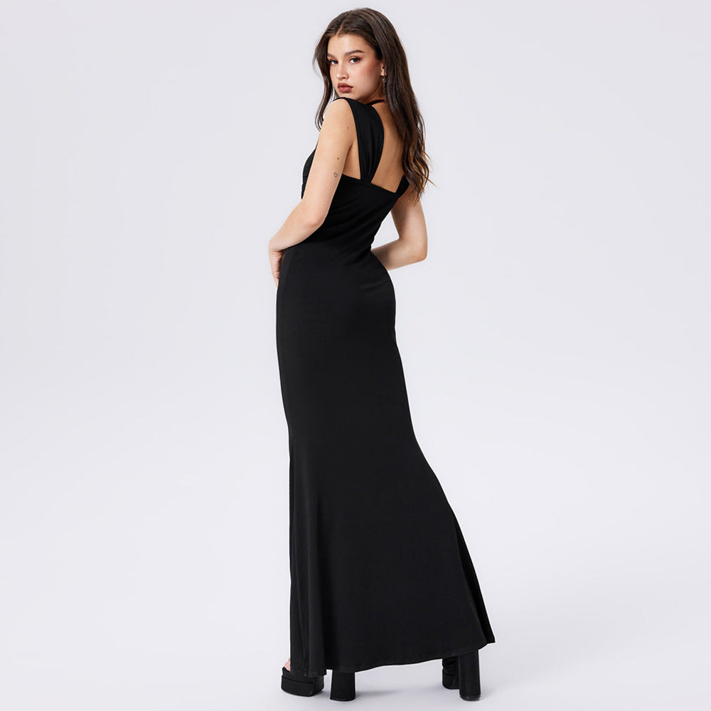 Damen elegantes Maxikleid mit raffiniertem Wickeloberteil und schmeichelndem Schnitt W&W Mode