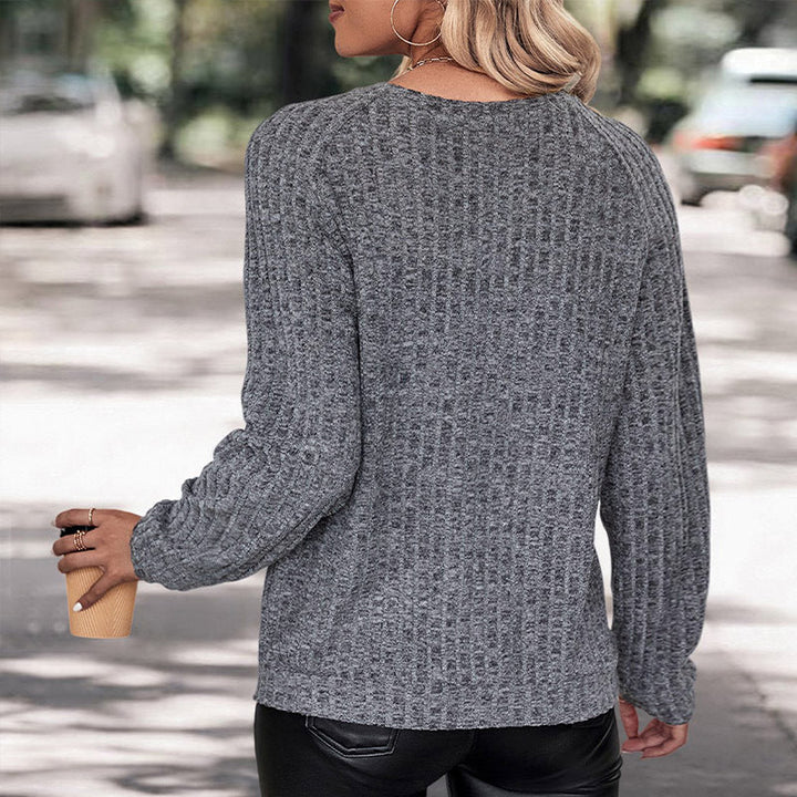 Damen lässiger Strickpullover mit Strukturmuster und Rundhalsausschnitt W&W Mode