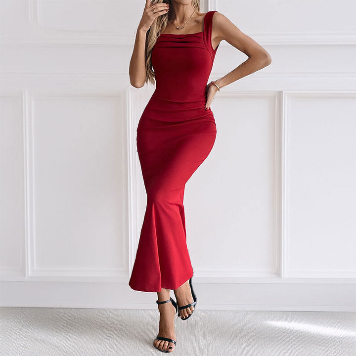Damen Maxikleid mit figurbetontem Schnitt und elegantem U-Ausschnitt W&W Mode