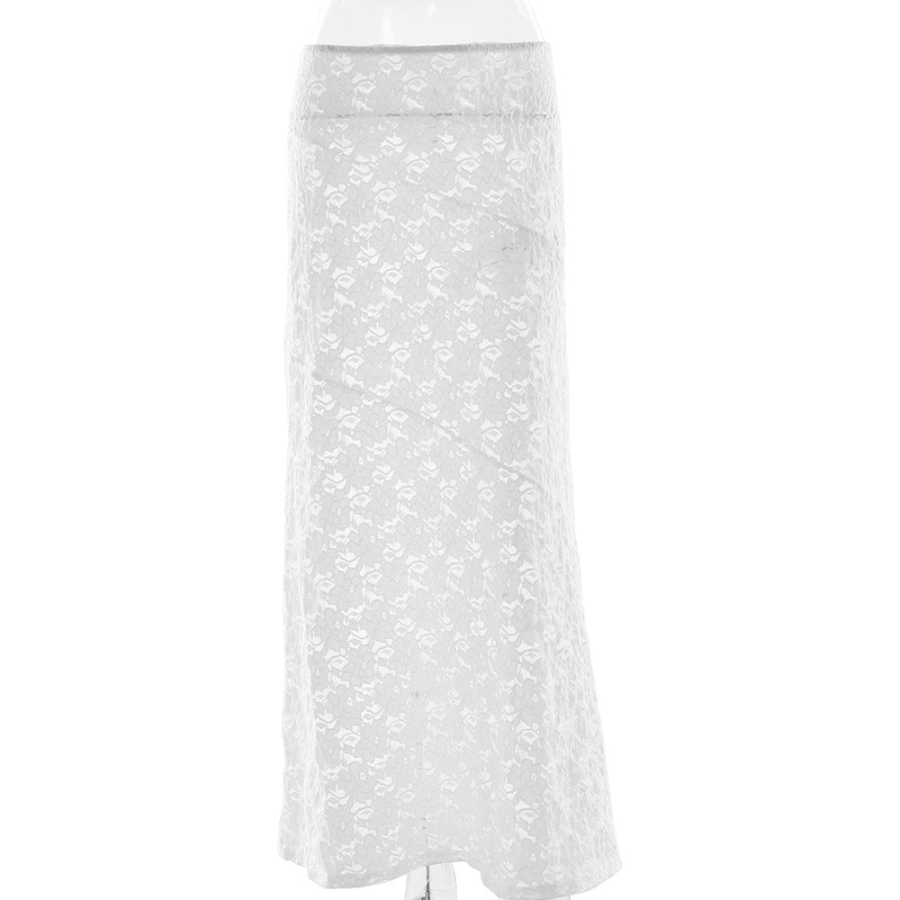 Damen Eleganter bodenlanger Spitzenrock W&W Mode