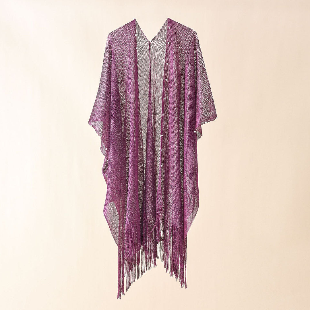 Damen transparenter Kaftan mit fransigen Kanten und elegantem Design W&W Mode