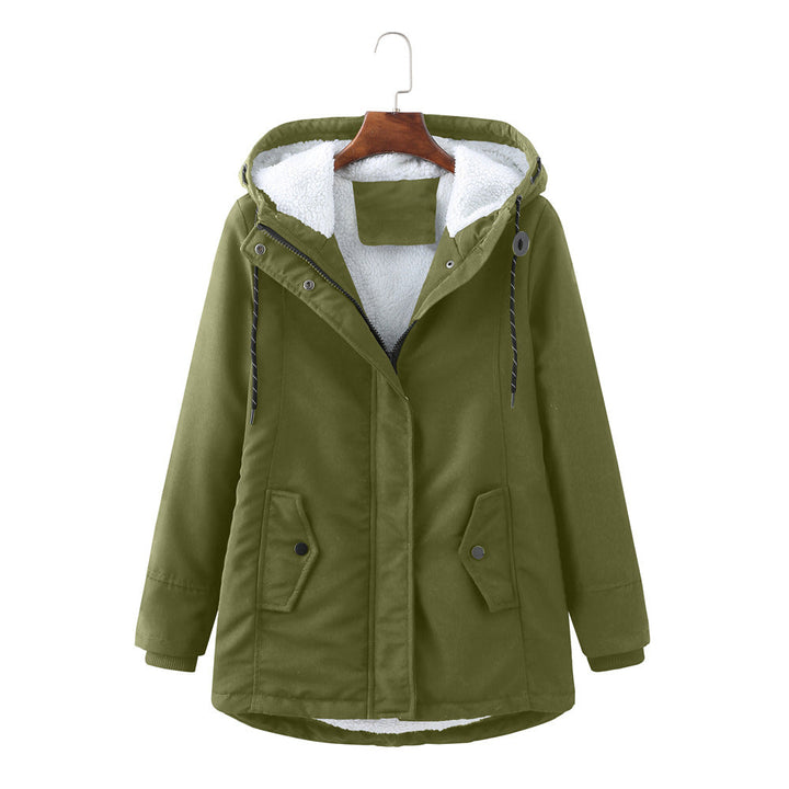 Damen-Winterjacke mit Futter und verstellbarer Kapuze