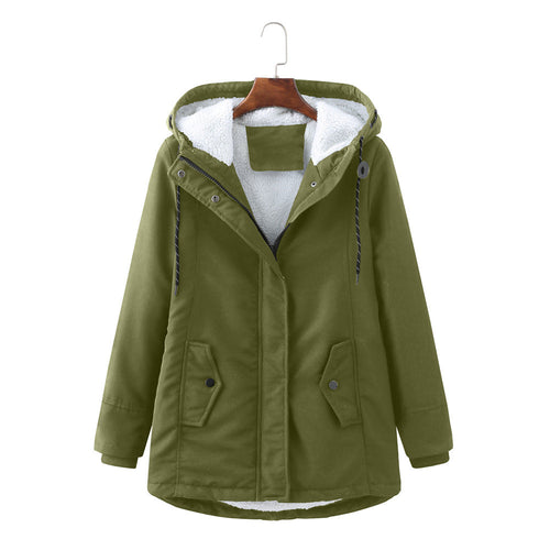 Damen-Winterjacke mit Futter und verstellbarer Kapuze