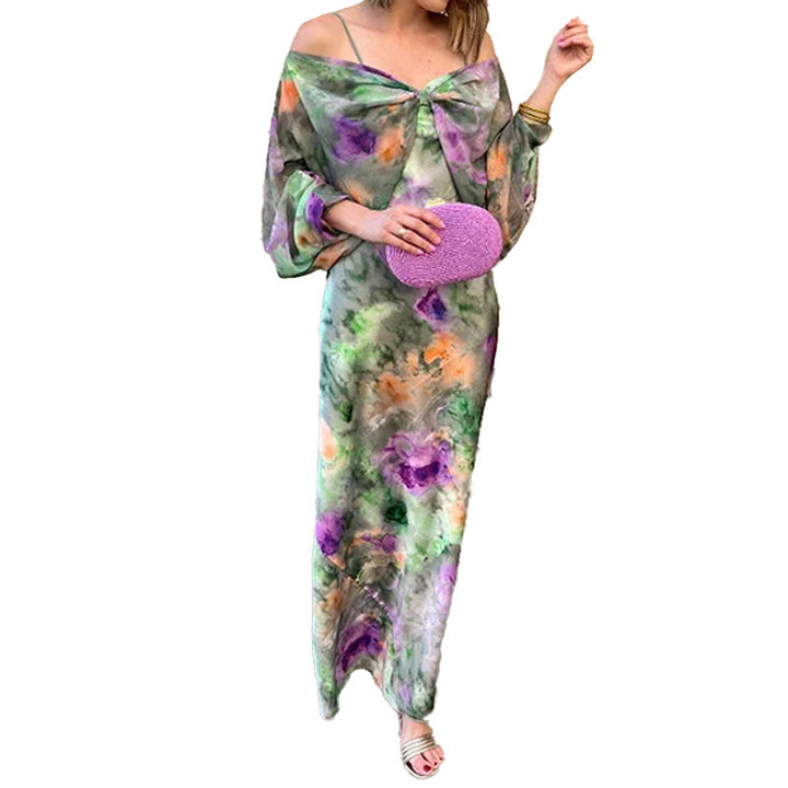 Damen Elegantes Maxikleid mit innovativem Wickel-Design und weit schwingenden Ärmeln W&W Mode