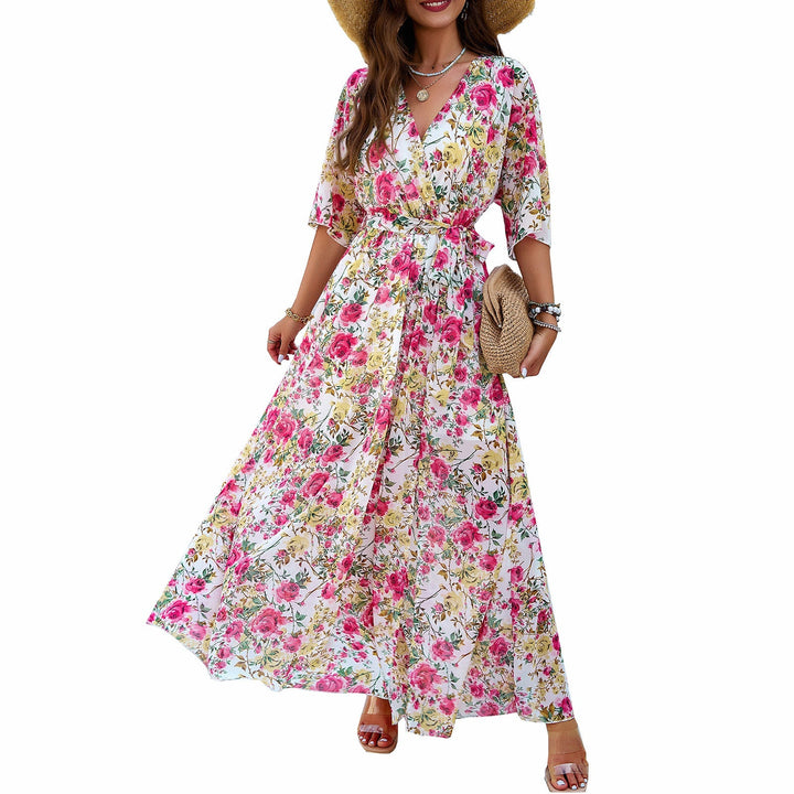 W&W Mode | Elegantes Bedrucktes Taillen-Sammelkleid