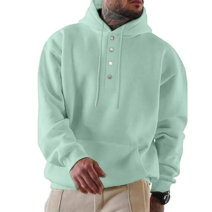 Herren Kapuzenpullover mit Knopfleiste und XXL-Passform W&W Mode