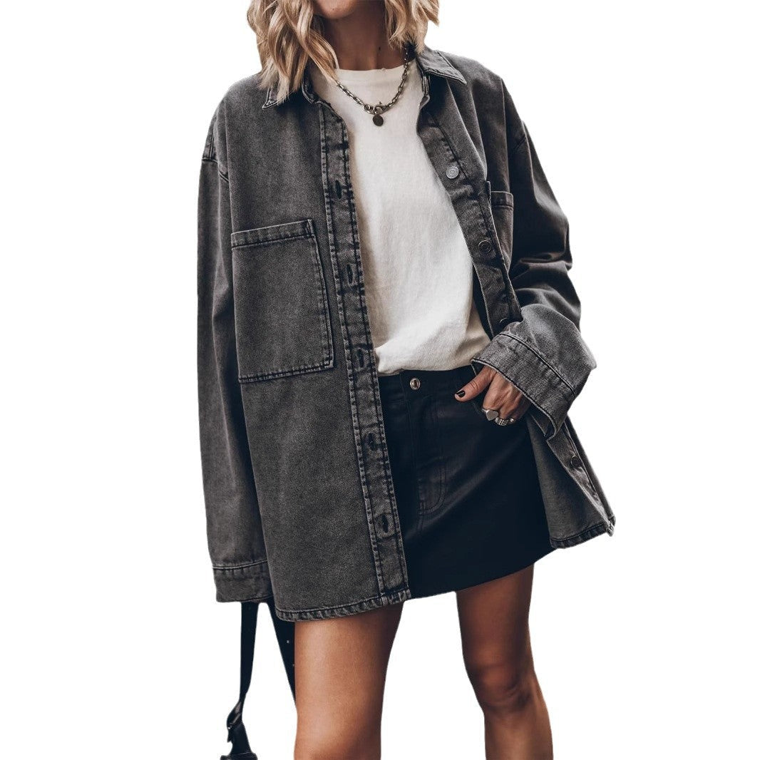Damen Overshirt aus Denim mit lässigem Schnitt W&W Mode