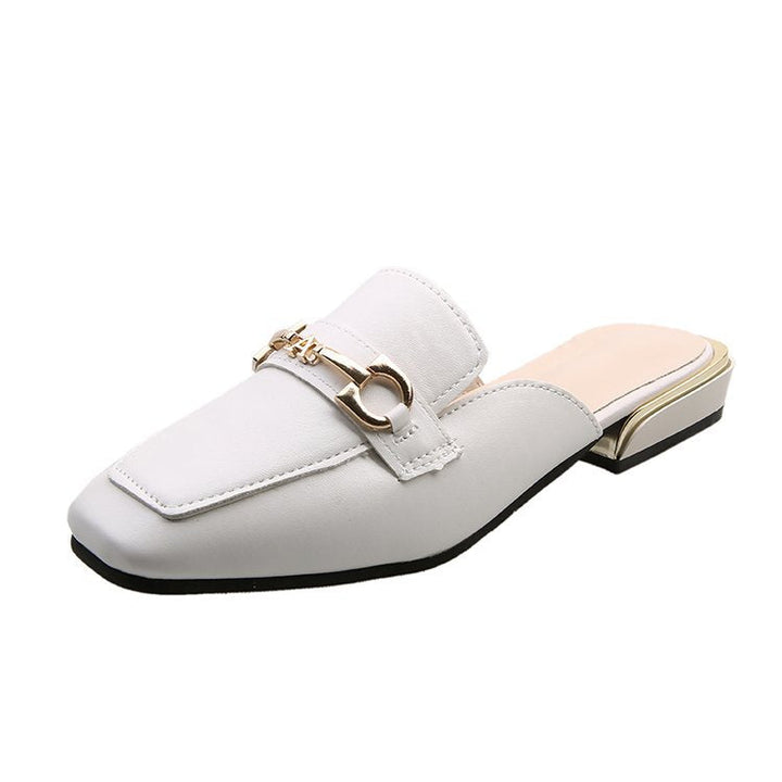 Damen Modische Mules mit elegantem Ledermaterial und schickem Schnallenakzent W&W Mode