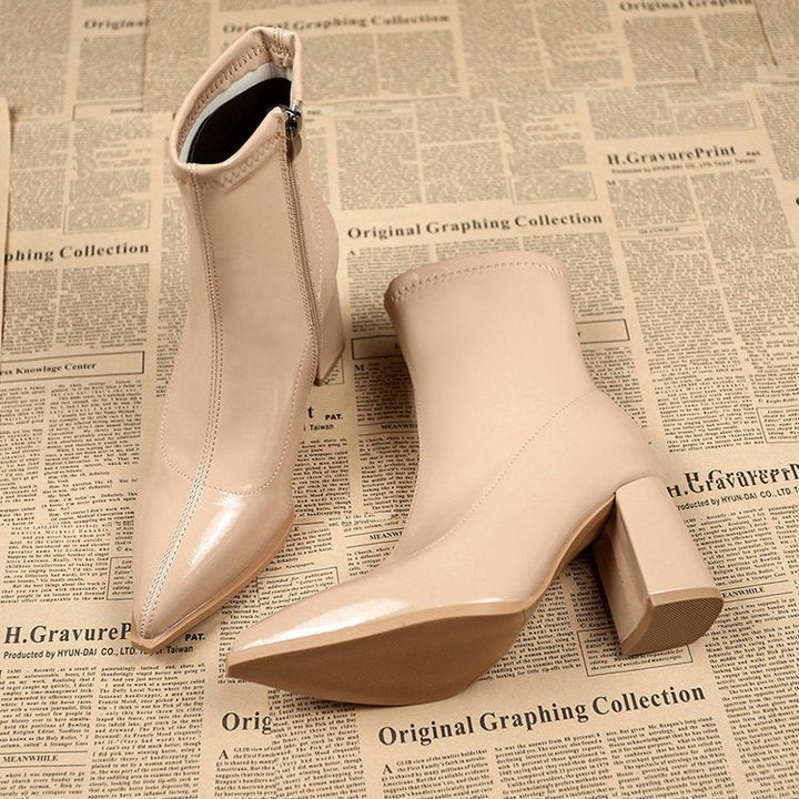 W&W Mode | Lackleder Stiefeletten Mit Blockabsatz