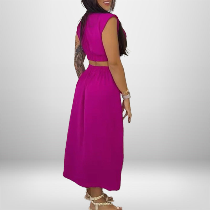 Damen Hemdblusenkleid mit Cut-Outs und hohem Schlitz W&W Mode