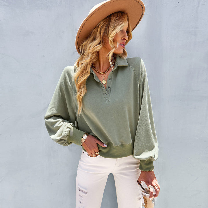 Damen sportlicher Pullover mit oversized Ärmeln und Kragen W&W Mode
